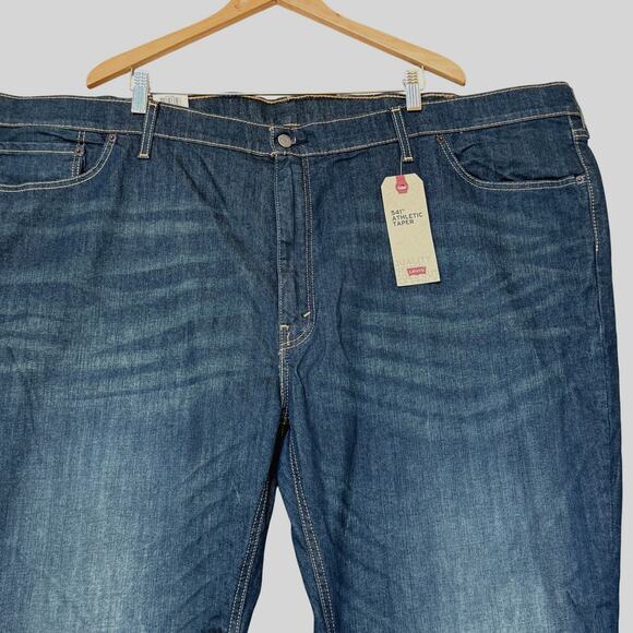Levis 541 Athletic Taper Jeans Mens 56x32 Big Tall Dark Wash Blue Stretch NWT - Picture 2 of 9